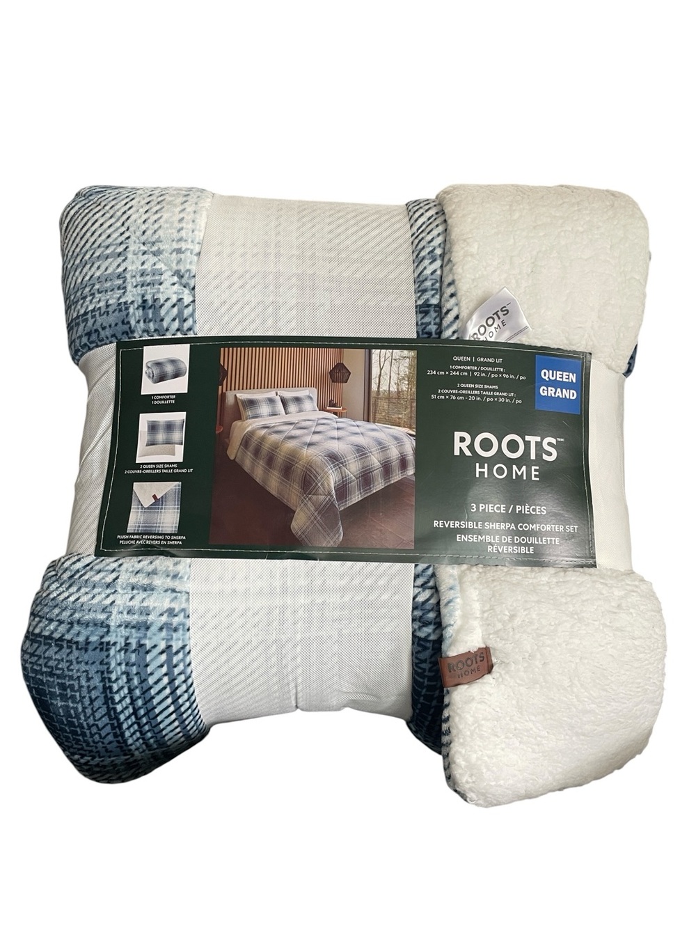 Roots - Queen Reversible Sherpa Comforter Set